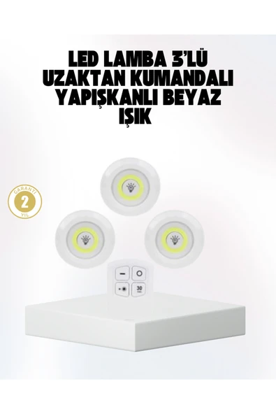 Kablosuz Gün Işığı 3’lü LED Spot Lamba Kumandalı ürün görseli 1