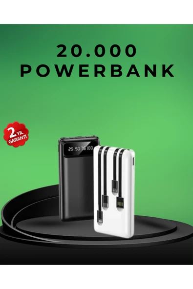 Kamp ve Seyahat İçin 20.000mAh LED Işıklı Hızlı Şarj Powerbank ürün görseli 1