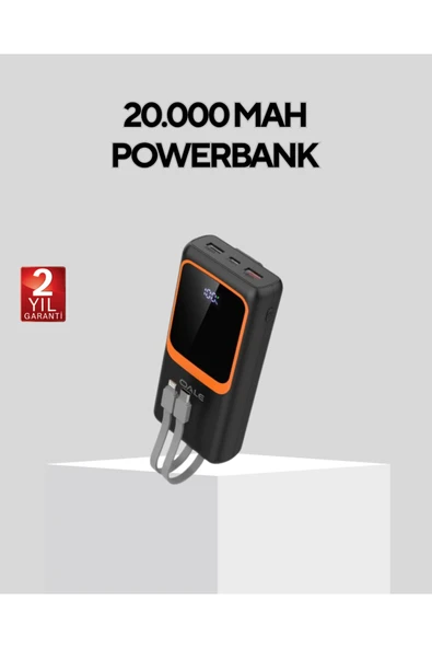 Powerbank 20000 mAh Dijital Ekranlı ve Çok Kablolu Hızlı Şarj Cihazı ürün görseli 1