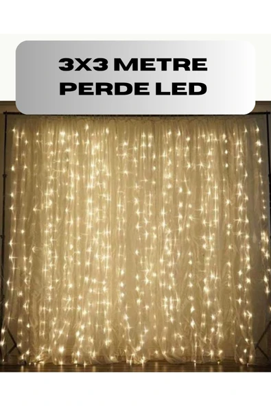 3x3 Perde LED Işık Şelale Model Özel Gün Dekoratif Aydınlatma ürün görseli 1