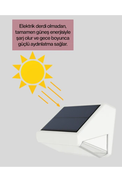 Suya Dayanıklı Solar Duvar Lambası – Akıllı Gece Sensörlü Işık - Resim 3