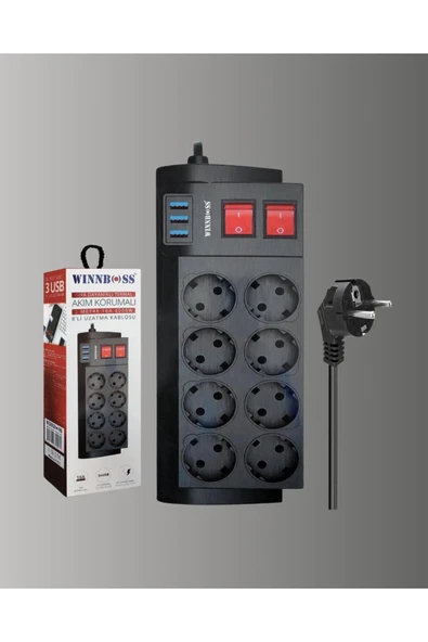 2 Metre Güçlü Çoklu Priz 8 Soket - Resim 5