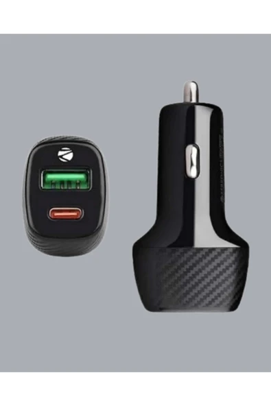 Kompakt Tasarımlı Type-C + USB Girişli Araç Şarj Başlığı - Resim 4