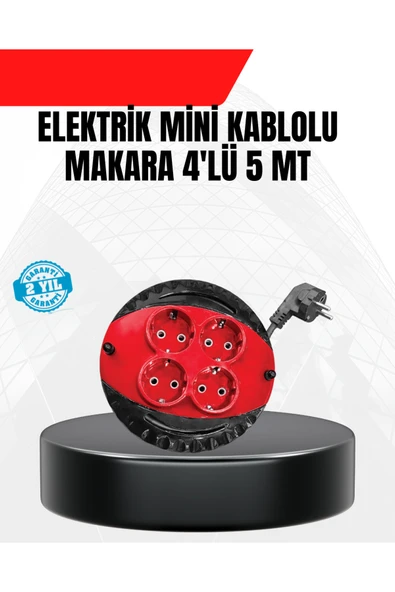Ev ve Ofis İçin 5 Metre Kablolu 4 Priz Makarası ürün görseli 1