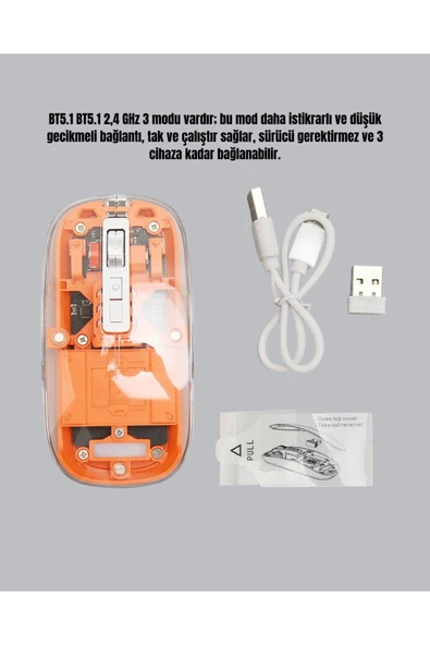 Çift Modlu Fare – USB Alıcılı ve Bluetooth Bağlantılı - Resim 2