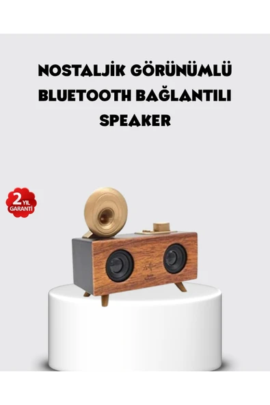 Retro Gramofon Tasarımlı Bluetooth Hoparlör – 3D Stereo Ses, 1800 mAh Batarya ürün görseli 1