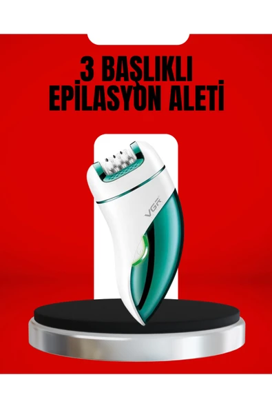 3'ü 1 Arada Epilatör Su Geçirmez Metal Başlıklı LED Işıklı 90 Dakika Şarjlı ürün görseli 1