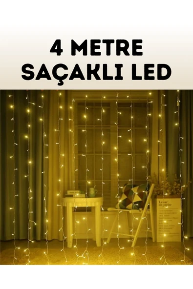 4 Metre Şelale Perde Led Işık Dış Mekan İç Mekan Uyumlu ürün görseli 1