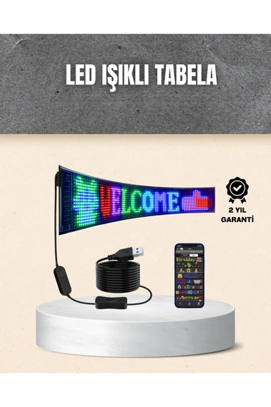RGB Kayar Yazılı LED Reklam Ekranı – USB Bağlantılı Esnek Tasarım ürün görseli 1