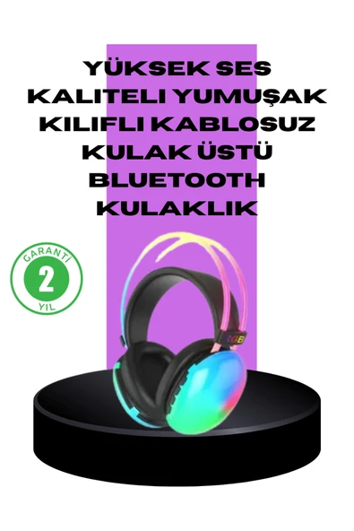 RGB Aydınlatmalı Kablosuz Bluetooth Oyuncu Kulaklığı ürün görseli 1