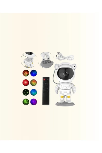 Bluetooth ve Dahili Ses Özellikli Astronot Projeksiyon Lambası - Resim 5