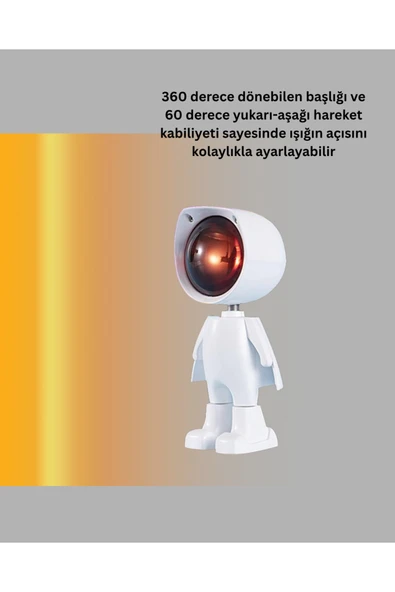 USB Şarjlı Taşınabilir Gün Batımı Projektör Lambası - Resim 4