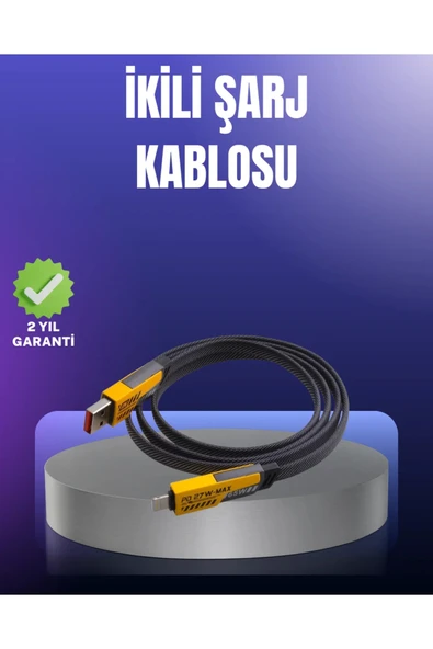 Evrensel Uyumluluklu Dayanıklı Metal Başlıklı Hızlı Şarj Kablosu ürün görseli 1