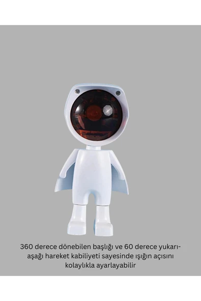 360° Ayarlanabilir Başlıklı Astronot Gece Lambası - Resim 2