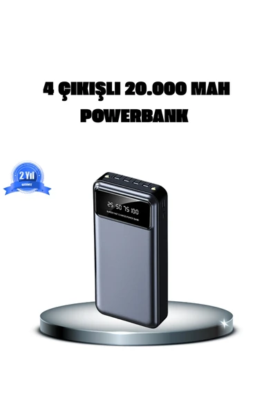 Powerbank 20000 mAh 4 Çıkışlı Hızlı Şarjlı ve LED Göstergeli ürün görseli 1