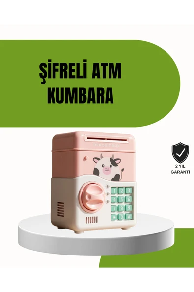 ATM Tasarımlı Pembe Işıklı Sesli Çocuk Kumbarası ürün görseli 1