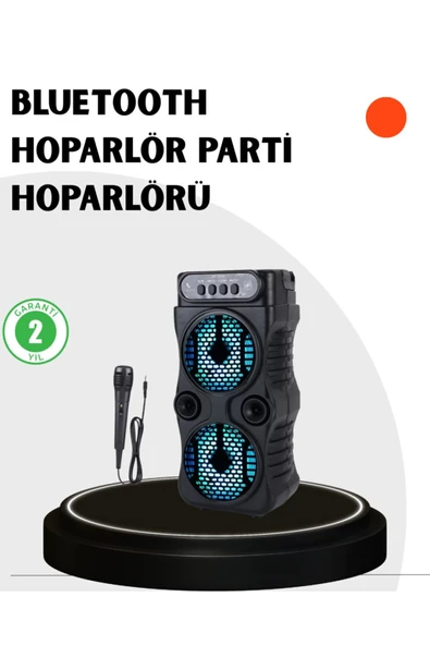 Bluetooth Bağlantılı Taşınabilir Hoparlör  LED Işıklı FM Radyolu Mikrofo - BUYX3062-354 ürün görseli 1