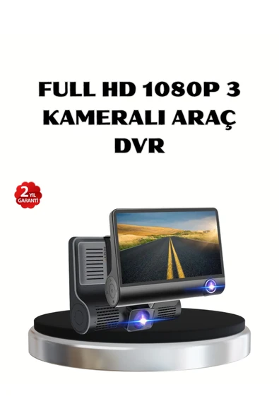 Full HD Araç Kamerası 3’lü 4.0” Ekranlı ve HDR Gece Görüşlü ürün görseli 1