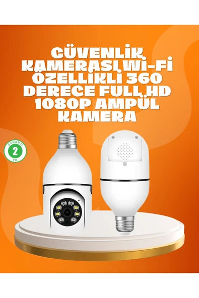 Tam Karanlıkta Görüntüleme Sağlayan 1080P Ampul Güvenlik Kamerası ürün görseli 1