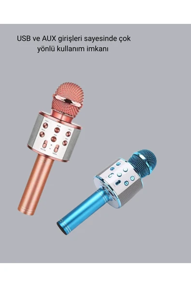 Kablosuz Bluetooth Karaoke Mikrofon  Yankı Efektli - Resim 3