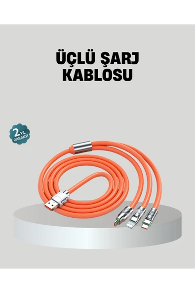 ÜÇLÜ Şarj Kablosu – Yüksek Hızlı, Dayanıklı ve Uzun Ömürlü ürün görseli 1