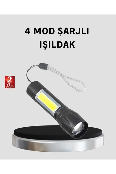 Ultra Dayanıklı 4 Mod Şarjlı Işıldak | Suya ve Darbeye Dayanıklı | 100.000 Saat LED Ömrü ürün görseli 1