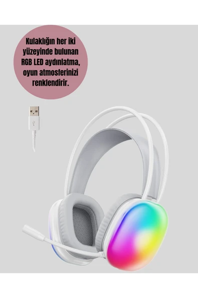 Type-C Şarjlı RGB Işıklı Bluetooth Oyuncu Kulaklığı - Resim 3