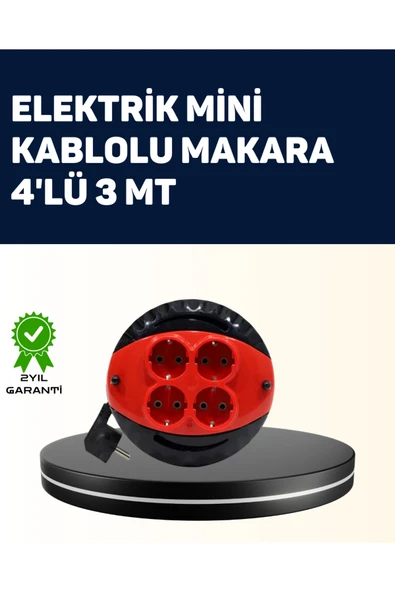 Ev ve Ofis İçin 3 Metre Kablolu 4 Priz Makarası ürün görseli 1