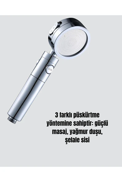 Kolay Montajlı 3 Modlu Yüksek Basınç Duş Başlığı - Resim 3