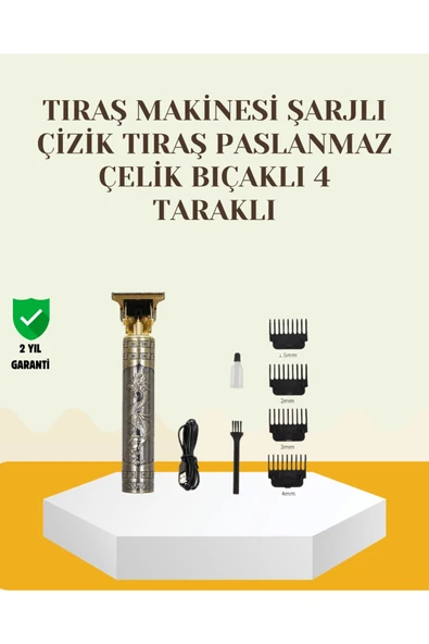Şarjlı Titanyum Bıçaklı Saç ve Sakal Kesme Makinesi ürün görseli 1