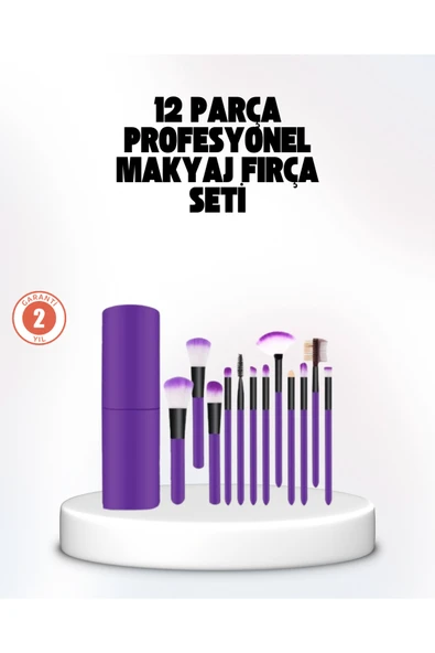 Kusursuz Makyaj İçin 12 Parça Profesyonel Fırça Seti Taşınabilir Kutu Hediyeli ürün görseli 1