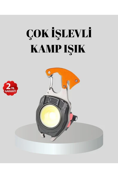Çok Fonksiyonlu Anahtarlık Fener  Güçlü LED Işıklı, Şarjlı, Düdüklü ve Tornavidalı Mini El Feneri ürün görseli 1