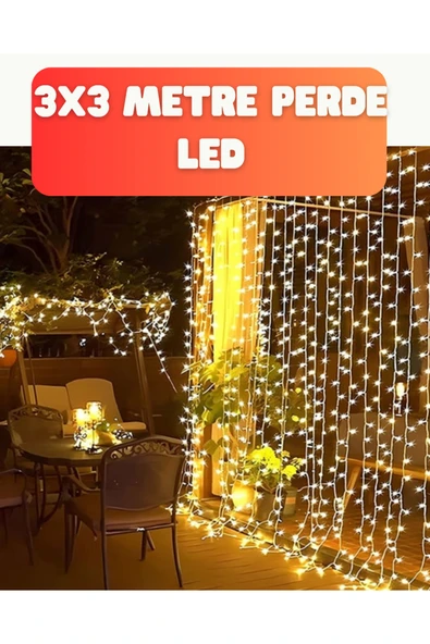 3x3 Metre Şelale LED Perde Işık İç Dış Mekân Dekorasyonu ürün görseli 1