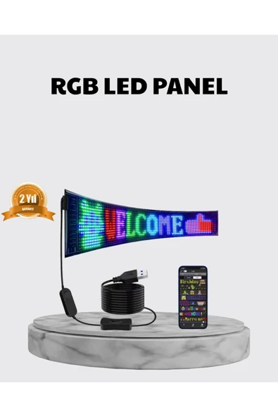 RGB LED Panel – Çok Renkli, Kumandalı, USB Bağlantılı Yazı ve GIF Gösterimli Akıllı Lamba ürün görseli 1