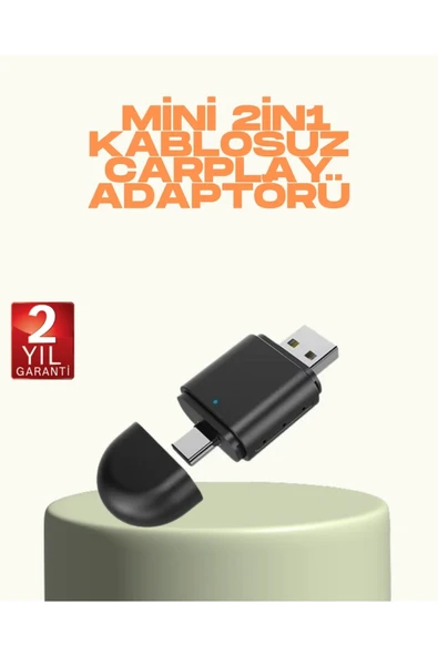 Kablosuz CarPlay ve Android Auto Adaptörü – USB-A & Type-C Girişli Akıllı Dönüştürücü ürün görseli 1