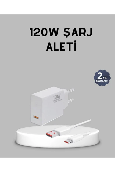 120W Süper Hızlı Şarj Adaptörü – Type-C Kablo Dahil, Yüksek Voltaj Korumalı ürün görseli 1