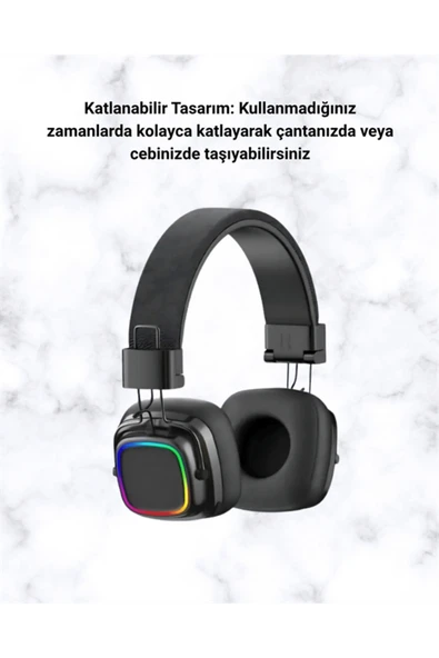 Renkli Işık Efektli Bluetooth 5.3 Müzik Kulaklığı ürün görseli 1