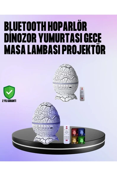 Dinozor Yumurtası Galaksi Projektör Gece Lambası 4'ü 1 Arada – Bluetooth Hoparlörlü ürün görseli 1