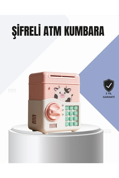 Pembe Elektronik Şifreli Otomatik Para Çeken ATM Kumbarası ürün görseli 1