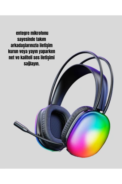 Type-C Şarjlı RGB Işıklı Bluetooth Oyuncu Kulaklığı - Resim 2