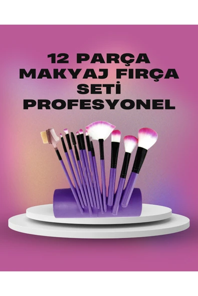 12 Parça Yumuşak Kıllı Makyaj Fırçası Seti Yüz ve Göz Makyajına Uygun Profesyonel Kullanım ürün görseli 1