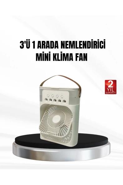 3’ü 1 Arada Mini Klima Fan USB Şarjlı, 7 Renk Gece Lambalı ve Nemlendirici ürün görseli 1