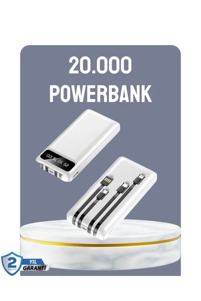 Hızlı Şarj Destekli 20.000mAh Powerbank USB Type-C Lightning LCD ürün görseli 1
