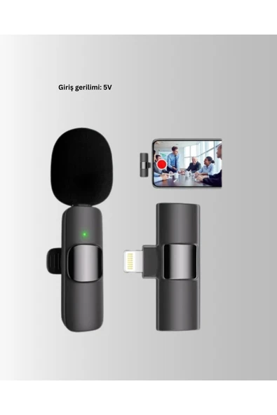 Çift Mikrofonlu Kablosuz Kayıt Seti iPhone Uyumlu Mini Mikrofon - Resim 5