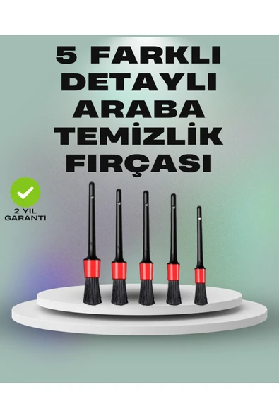 UCUZTEKNO 5'li Araç Temizlik Fırça Seti-Detaylı Temizlik İçin Çok Amaçlı Fırçalar