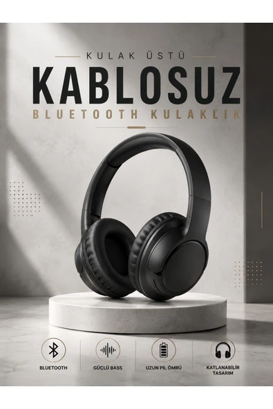 Kulak Üstü Kablosuz Bluetooth Kulaklık Yüksek Ses Kaliteli ANC Özelliği ürün görseli 1