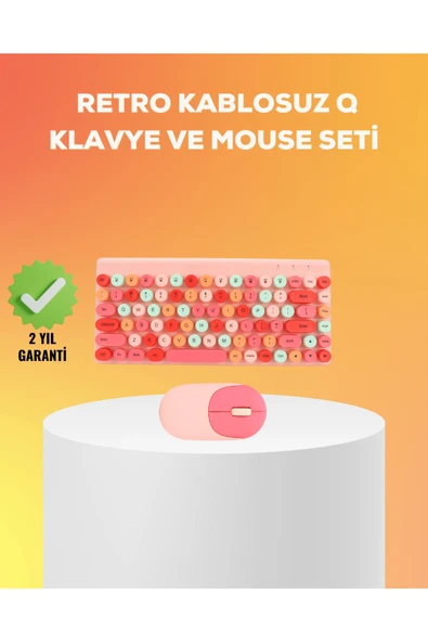 Renkli Retro Tuş Takımlı Klavye – 3 Cihaz Bağlantısı, Medya Kısayol Tuşları ürün görseli 1