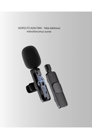 Çift Mikrofonlu Kablosuz Kayıt Seti iPhone Uyumlu Mini Mikrofon - Resim 4