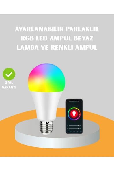 Kumanda Destekli Çok Renkli Akıllı LED Ampul ürün görseli 1