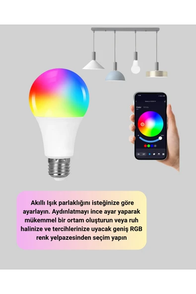 Kumanda Destekli Çok Renkli Akıllı LED Ampul ürün görseli 1